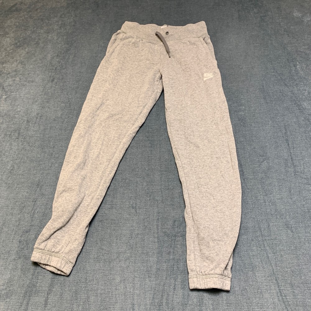 Nike Sweatpants Womens Medium Gray Fleece Lined Drawstring Waist Tapered Leg